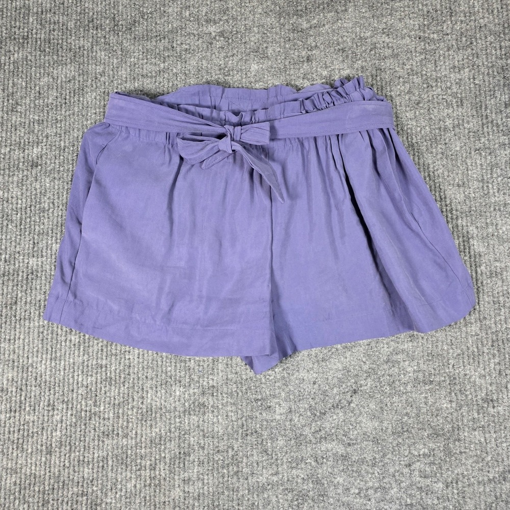BCBGMAXAZRIA Paperbag Waist Shorts Large Purple Tie Waist Lightweight Summer